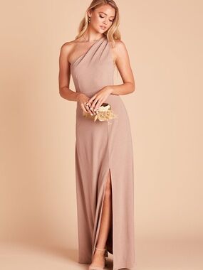 Birdy Grey Kira One Shoulder Bridesmaid Dress Size Small Taupe